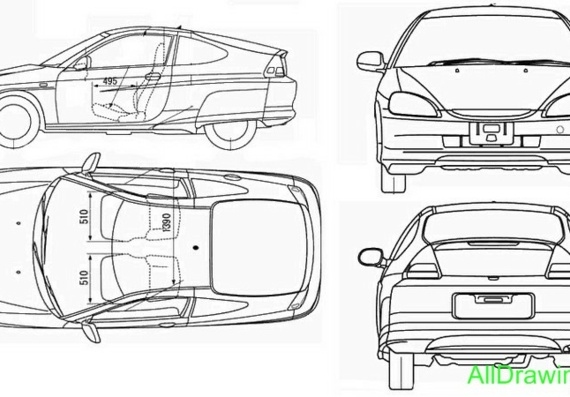 Honda Insight (2005) (Хонда Инсайт (2005)) - чертежи (рисунки) автомобиля
